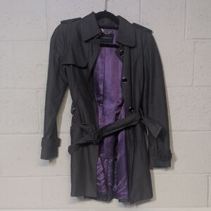 Banana Republic Women’s Dark Gray Single Breasted Trench Coat XS, Dark Academia